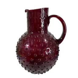 015. Ruby Glass Hobnail Pitcher 10” x 7”