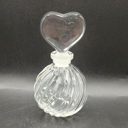 Vtg Clear Glass Perfume Bottle With Heart Shaped Stopped