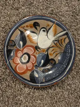 Mexico redware wall plate 5 3/4"