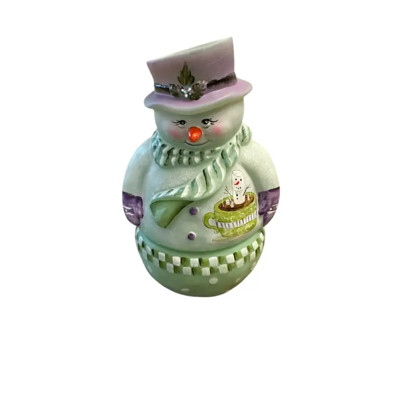 Fenton  Snowman Fairy Lamp