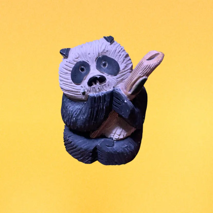 12a. Artesania Rinconada Panda #54 Clay Animal Uruguay 3 1/4" Adorable Figurine