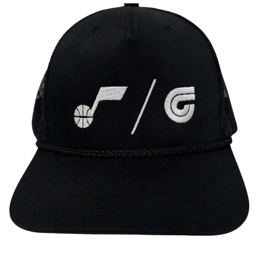 Utah Jazz NBA Ken Garff Home Court Logo Black Rope Trucker Style Snapback