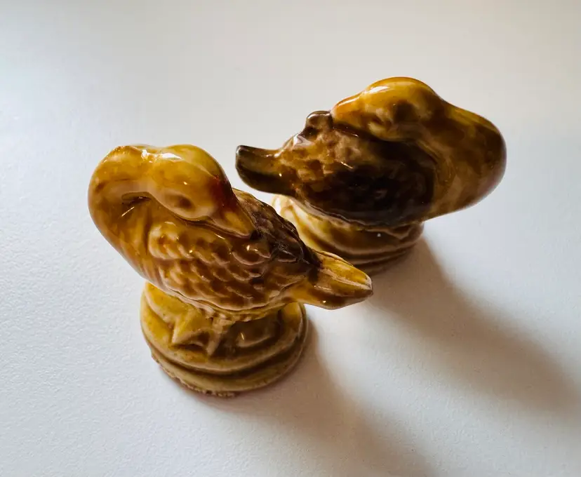 Set of 2 Vintage Red Rose Tea Duck Figurines