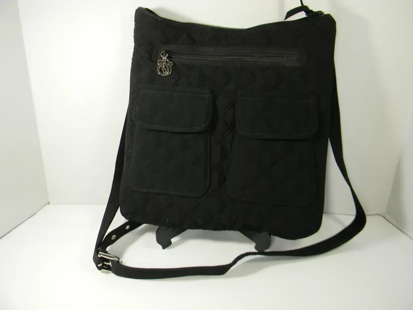 Vera Bradley Black Quilted Purse with charm