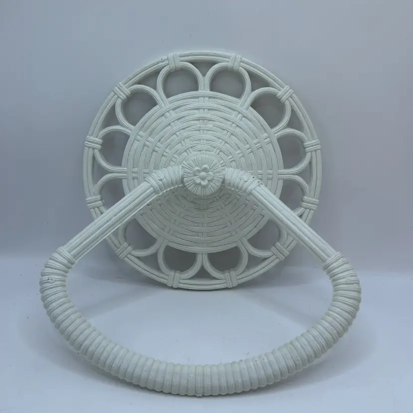 Vintage 78 HOMCO Faux, White Wicker Towel Holder