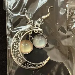 Moon Earrings With Moonstone Dangles Handmade By Me