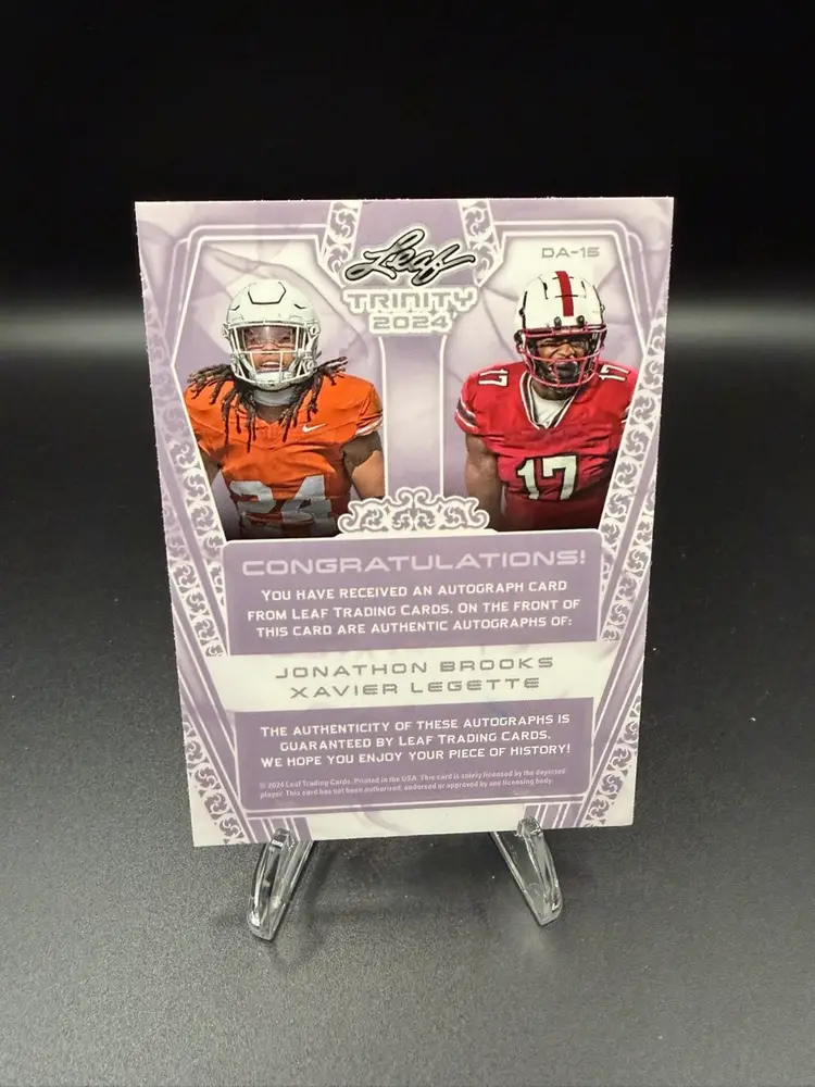 Jonathan Brooks Xavier Legette /10 2024 Leaf Trinity Dual Auto #DA-15