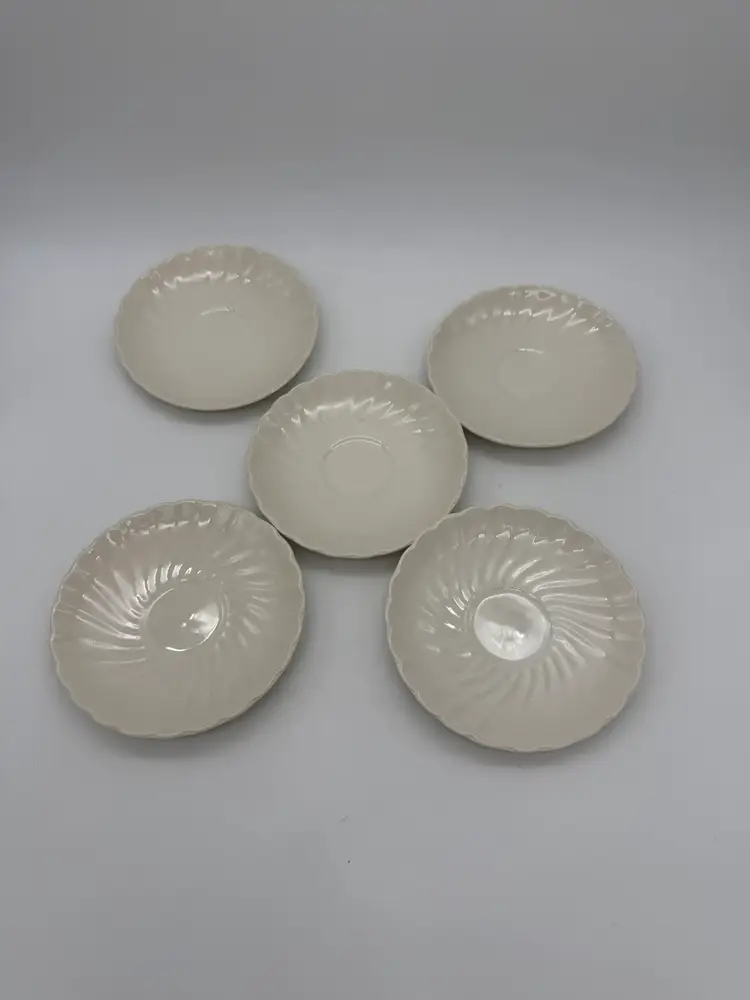 Myott Staffordshire England Olde Chelsea White Swirl 5.5” Teacup Saucer Set Of 5