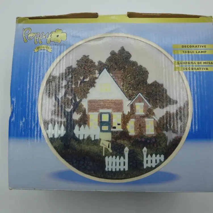 Poppy Industries Decorative Table Lamp Stained Glass NOS