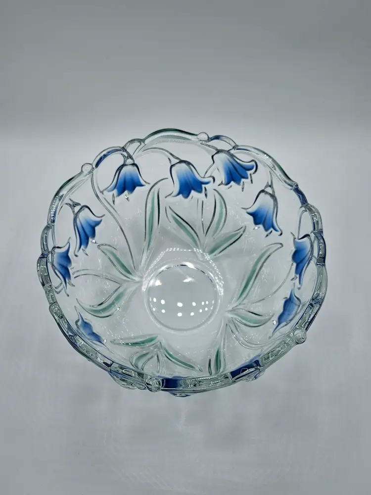 Mikasa Bluebell Flowers & Clear Glass 4.5"H x 8" Bowl