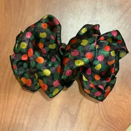 Vintage Oversized Hair Clip Barrette 80s Multicolor Ruffled Bow Polka Dot Retro