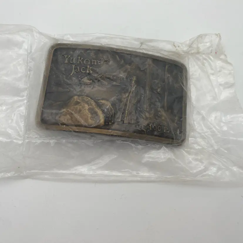 Yukon Jack 100 Proof Brass Belt Buckle - Vintage 1979 - New Old Stock
