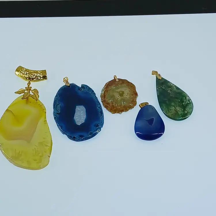 5 Polished Gemstone Pendants
