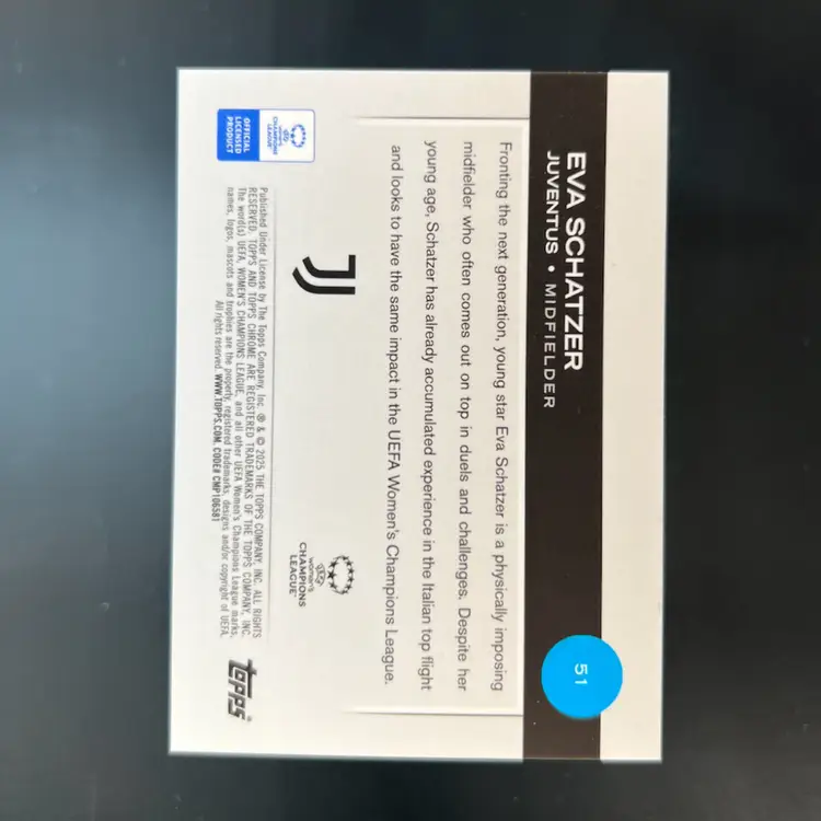 Eva Schatzer 2024/25 Topps Chrome UWCL Sapphire Yellow /75 Soccer Card