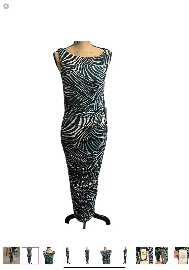 Rachel Roy Lined Bodycon Zebra Print Sleeveless Dress