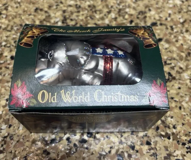 NEW Old World Christmas Republican Elephant Glass Ornament With Box (D1)