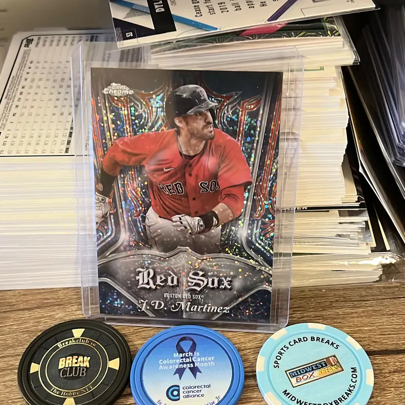 JD Martinez 2022 Topps Chrome Pinstripe Insert Boston Red Sox