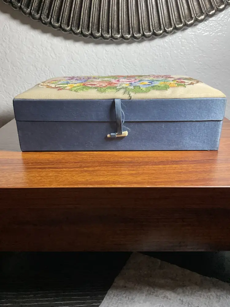 Floral Silk Needlepoint Jewelry Box