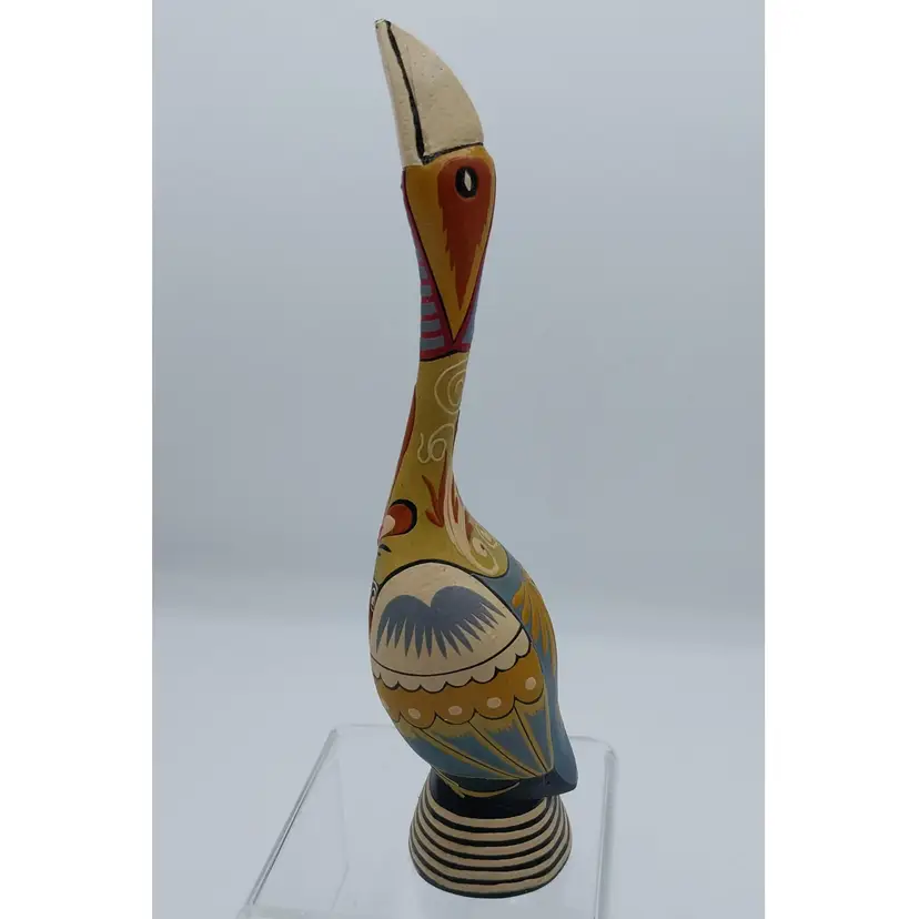 Vintage 7" Tall, Hand Carved and Painted Balsa Wood, Folk Art Bird