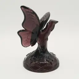 Fenton Amethyst Purple Glass Butterfly on Branch Ring Holder