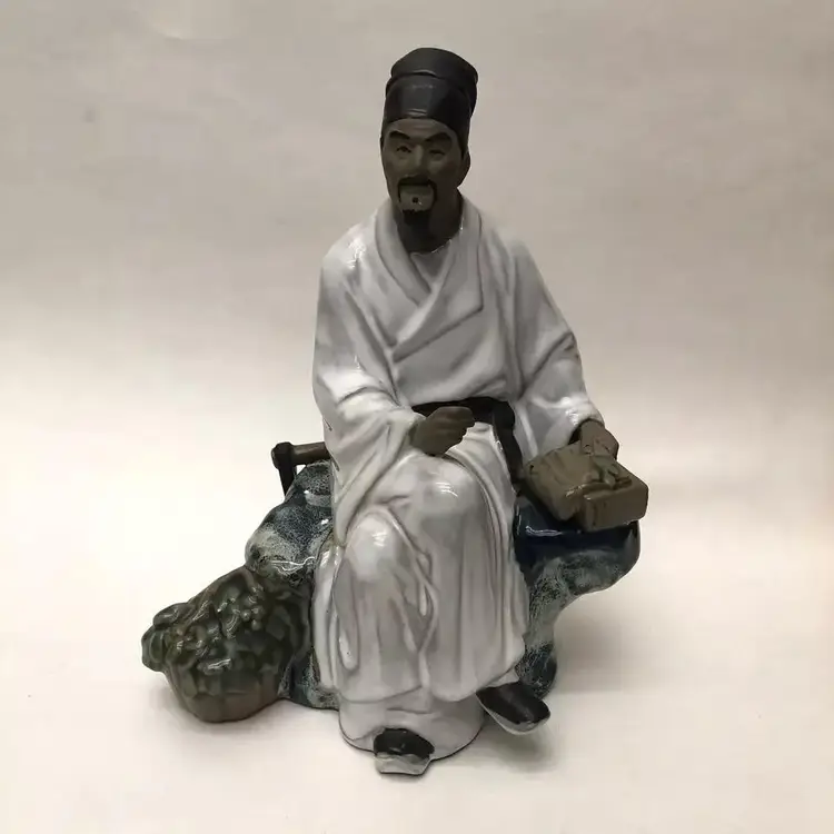 Vintage Shiwan Chinese Mudman "The Doctor" Figurine Seated Scholar ~9.5 inches tall
Please READ details 
(location: Box A12)