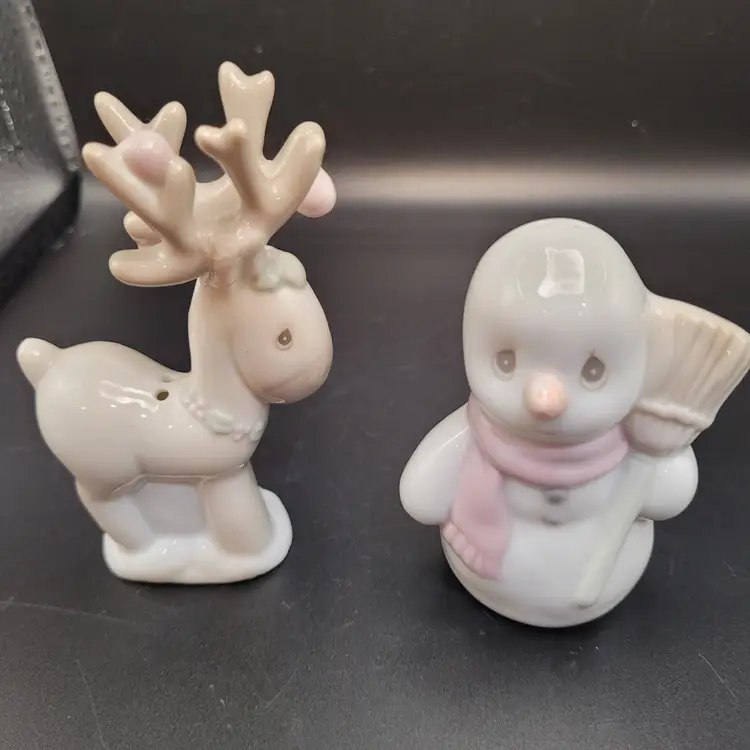 Precious Moments 1994 Reindeer & Snowman Salt & Pepper Shakers