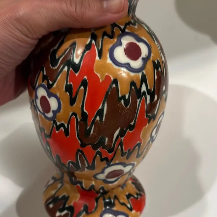 Bright Orange Floral Ceramic Vase