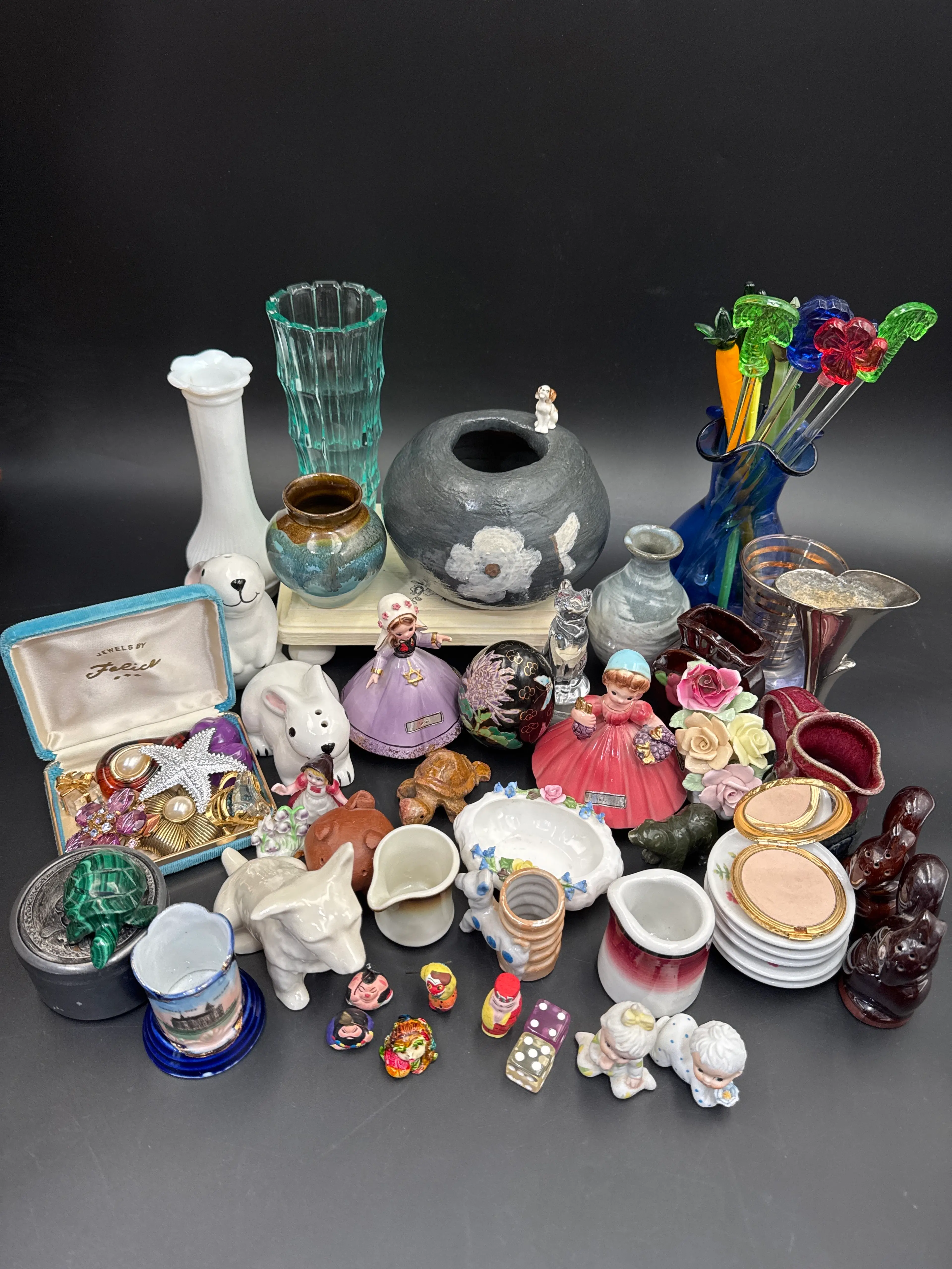 Variety Show With Smalls And Mediums, Pottery, Glass, Metal,wood￼