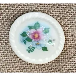 Vintage Avon Round Floral Porcelain Brooch Pin Grandmacore Granny Retro Feminine