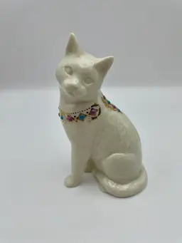 Vintage Lenox China, “Jewel Collection”, White Cat/Kitty, Pink/Blue/Gold, Made in USA.