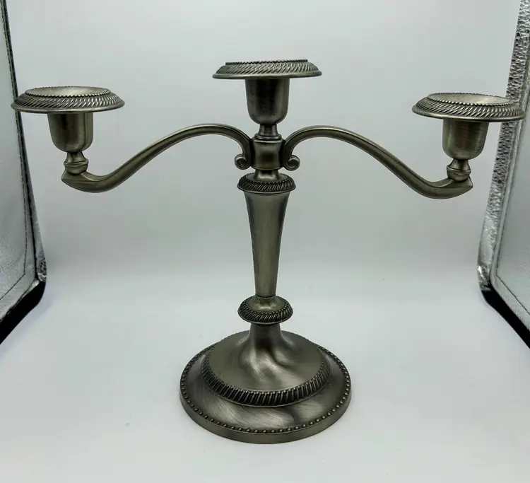 Silver Plated Ornate Three Branch Candelabra Vintage
