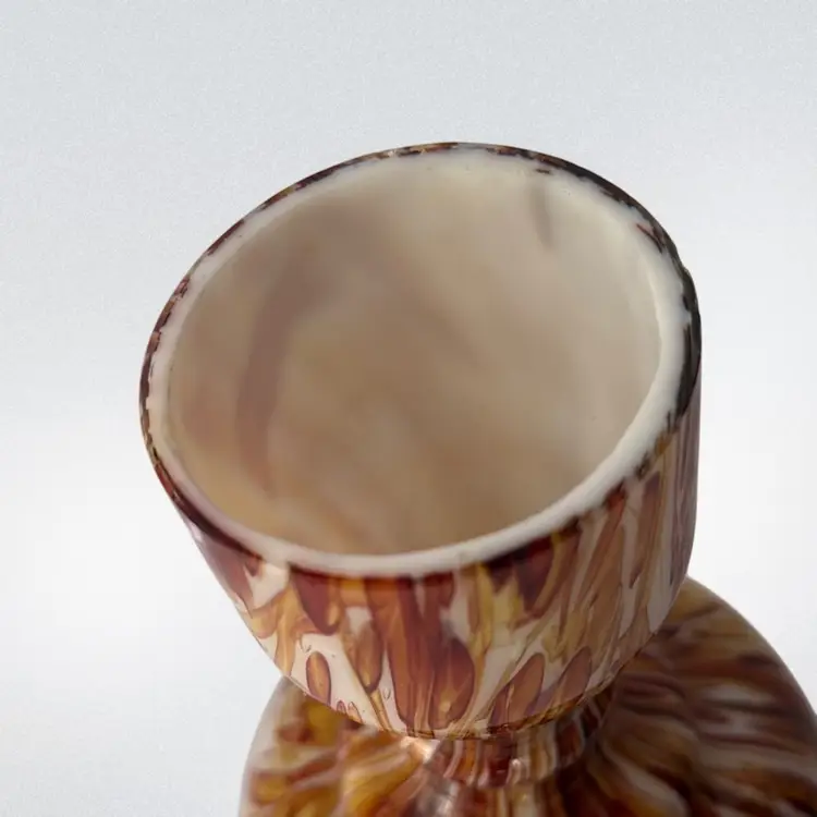 9.25” Vintage Cased Peloton Bohemian Art Glass Vase