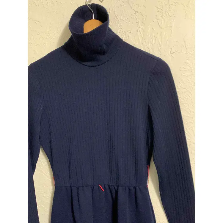 Vintage 1960-70 Gogo mid mod dress navy S