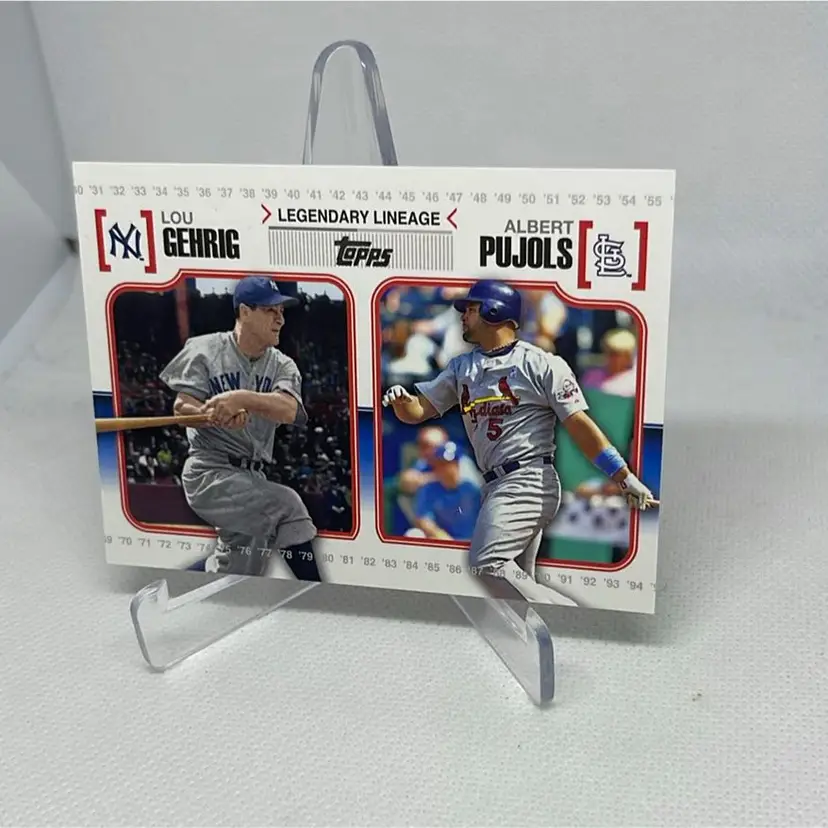 2010 topps legendary lineage lou gehrig, albert pujols #ll42 Cardinals Yankees