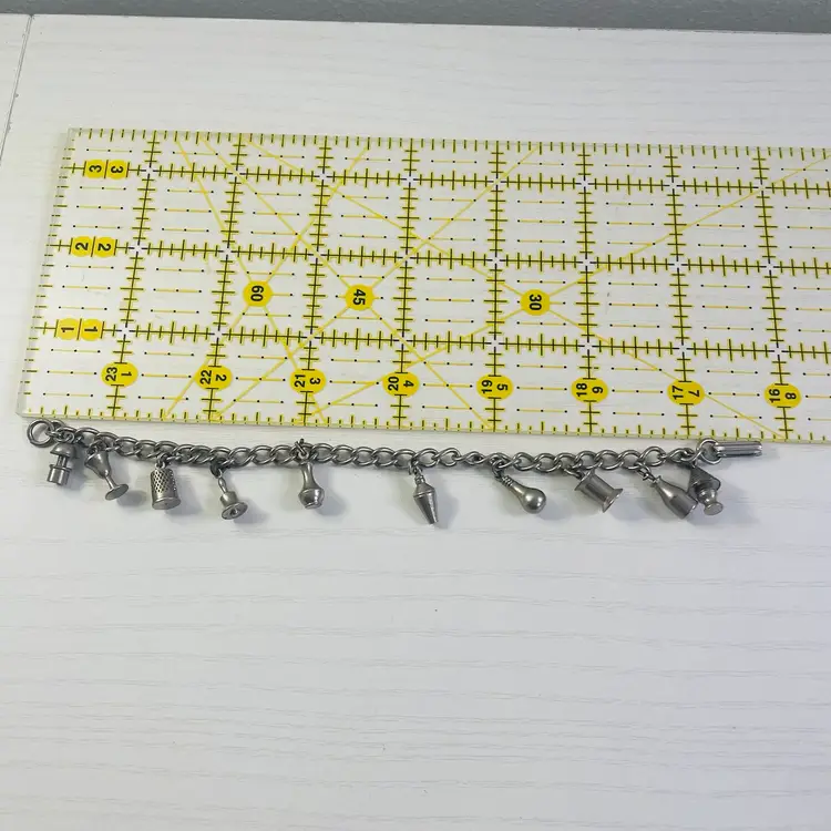 Vintage 1950's Silver Tone Random Charm Bracelet 10 Charms 7 Inches Monopoly