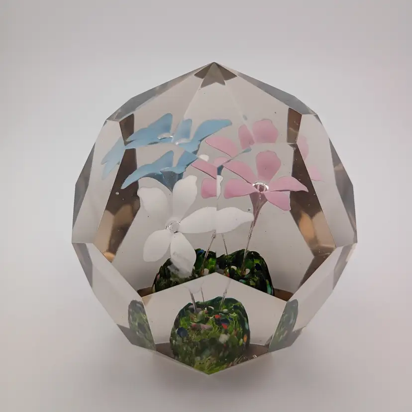 Antique faceted Czech glass paperweight