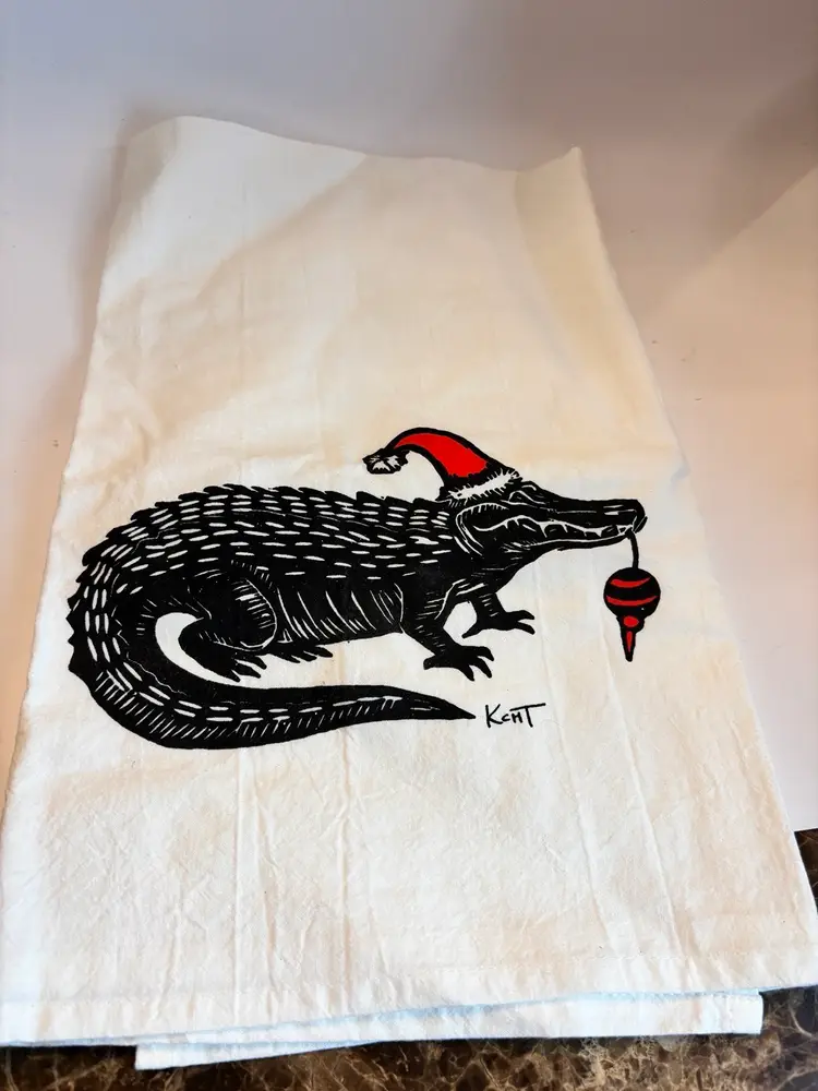 Holiday Alligator Tea Towel