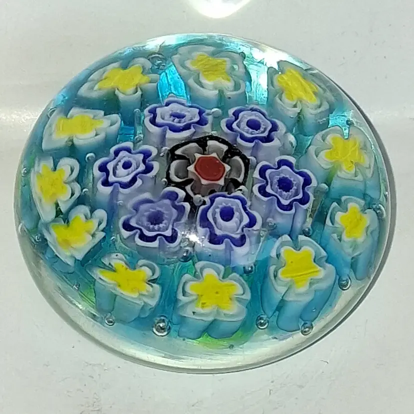 Vintage 3 Fiori Fond.ta Vetri 2" Murano Millefiori Paperweight