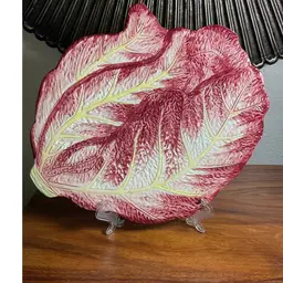 Vintage Majolica Radicchio Ceramic Trivet From Italy
