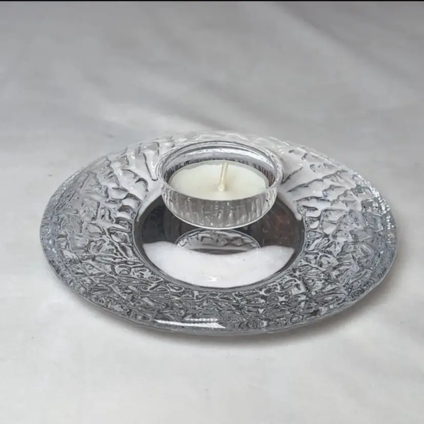 Orrefors Sweden Discus Votive Candle Holder Crystal Modern Tea Light