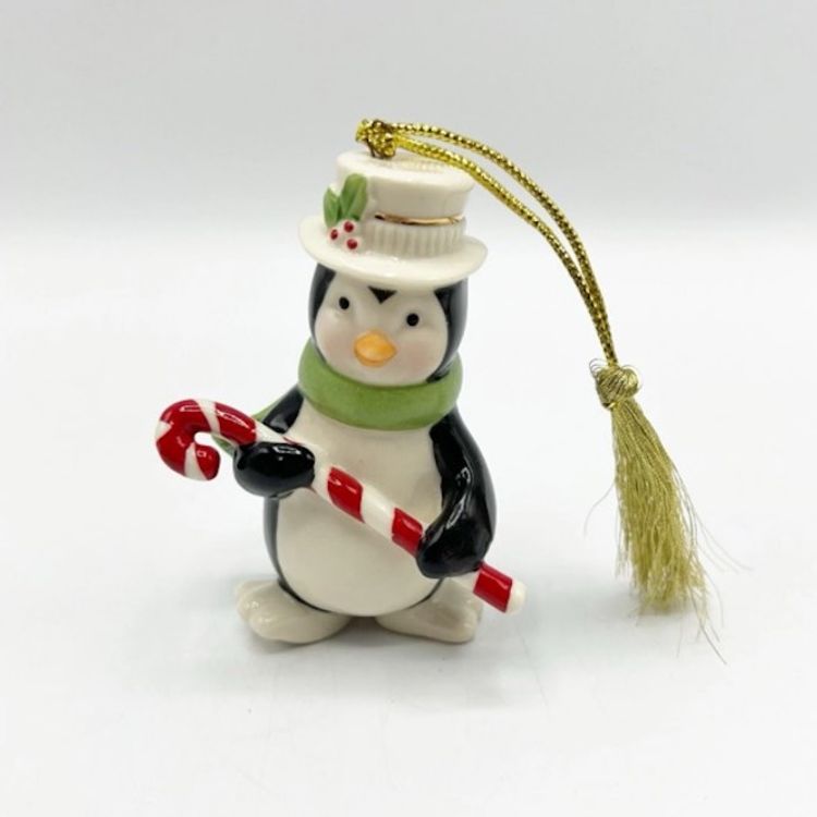 Lenox Very Merry Holiday Porcelain Christmas Penguin Ornament Candy Cane 3.75"