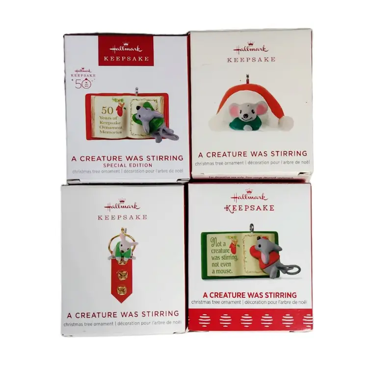Lot of 4 Hallmark A Creature was Stirring 1, 5, 6, & 2023 Repaint Mini Ornaments