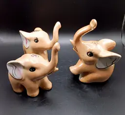VTG Peach Lustreware Porcelain Elephants Set of 3