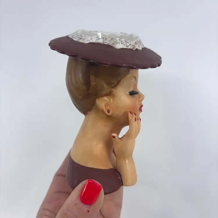 Napco 1958 C3343B Lady Head Vase 4.5”