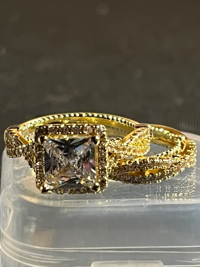 Size Six Band With CZ Stones Wedding Set