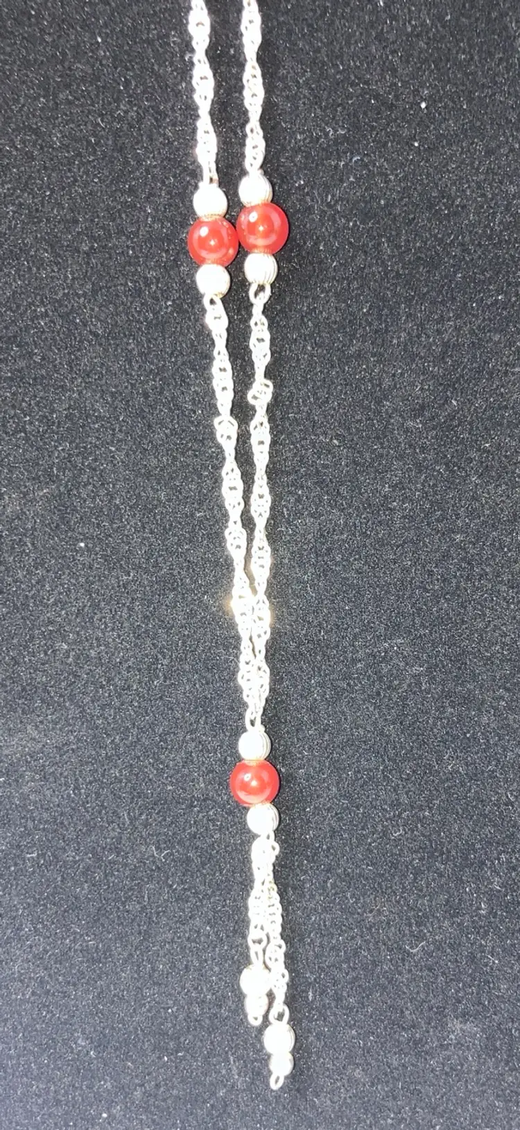 Sterling Silver Necklace 18” Chain With Garnets! Italy 925! Both Stamped And Acid Tested!