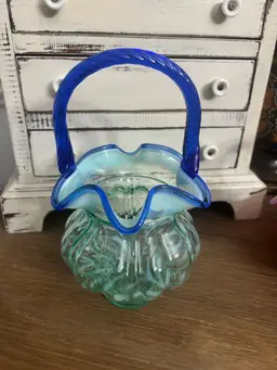 Signed Fenton Art Glass Basket
