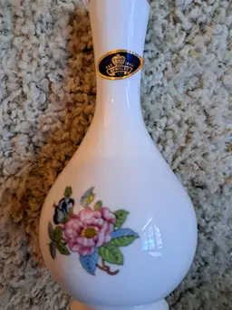 Vintage Aynsley Fine English Bone China Vase/ Bird and Flowers