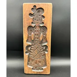 Vintage Hand-Carved Wooden Speculaas Cookie Mold - 12" Dutch Folk Art Wall Decor