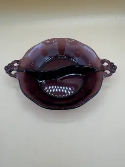 Fostoria Lafayette Amethyst Glass Relish Dish 1930”s Antique & Rare